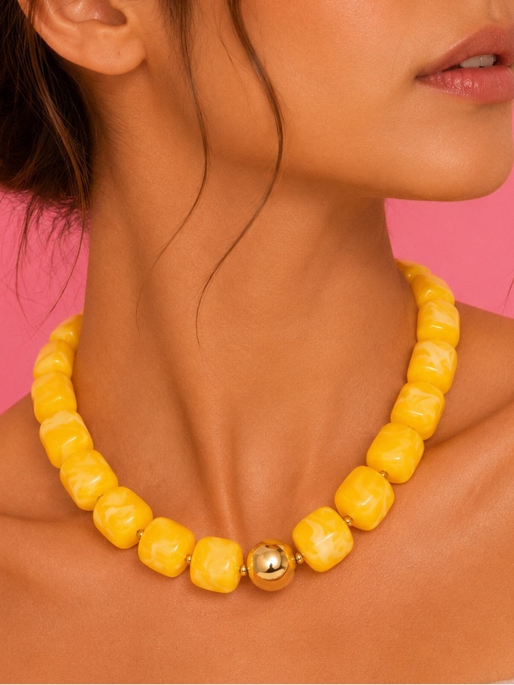 Golden Sunny Glow Beaded Necklace